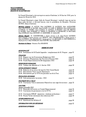 Compte rendu du conseil municipal du 26 janvier 2018