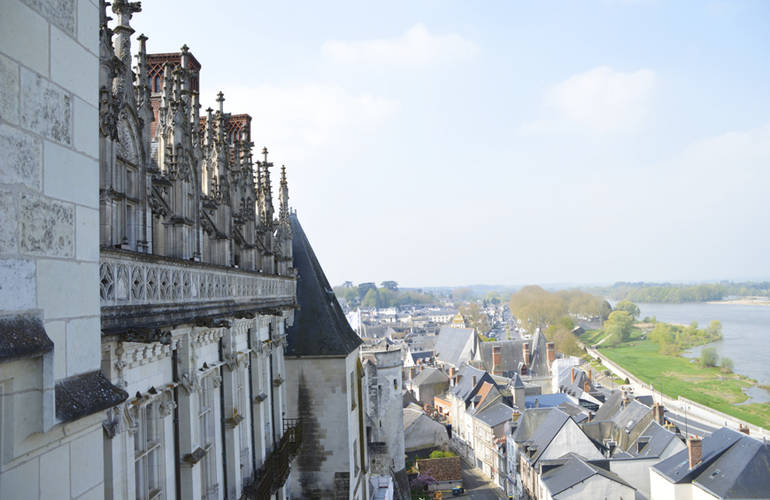 Vue sur la façade du château et la Loire