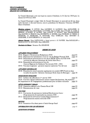 Compte rendu du conseil municipal du 6 fevrier 2019