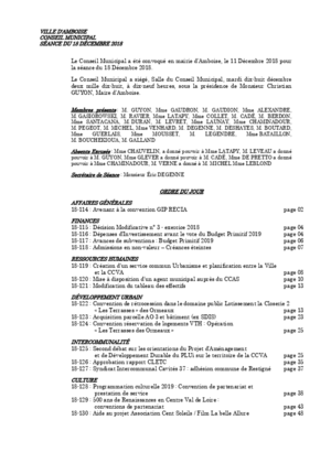 Compte rendu du conseil municipal du 18 décembre 2018