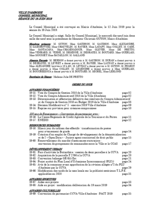 Compte rendu du conseil municipal du 19 juin 2019