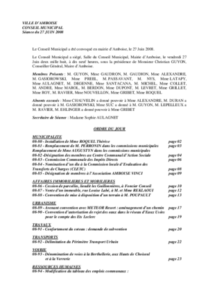 Compte rendu du conseil municipal du 27 juin 2008