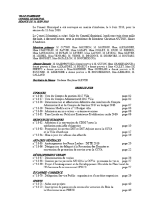 Compte rendu du conseil municipal du 11 juin 2018