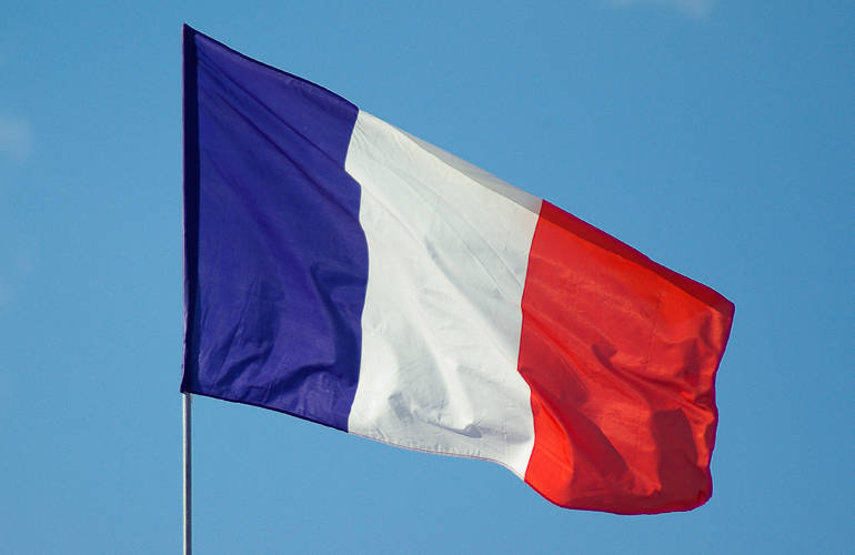 Drapeau tricolore de la France.