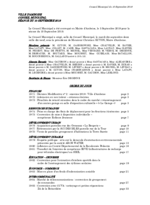 Compte rendu du conseil municipal du 10 septembre 2019
