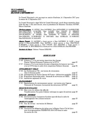 Compte rendu du conseil municipal du 12 septembre 2017