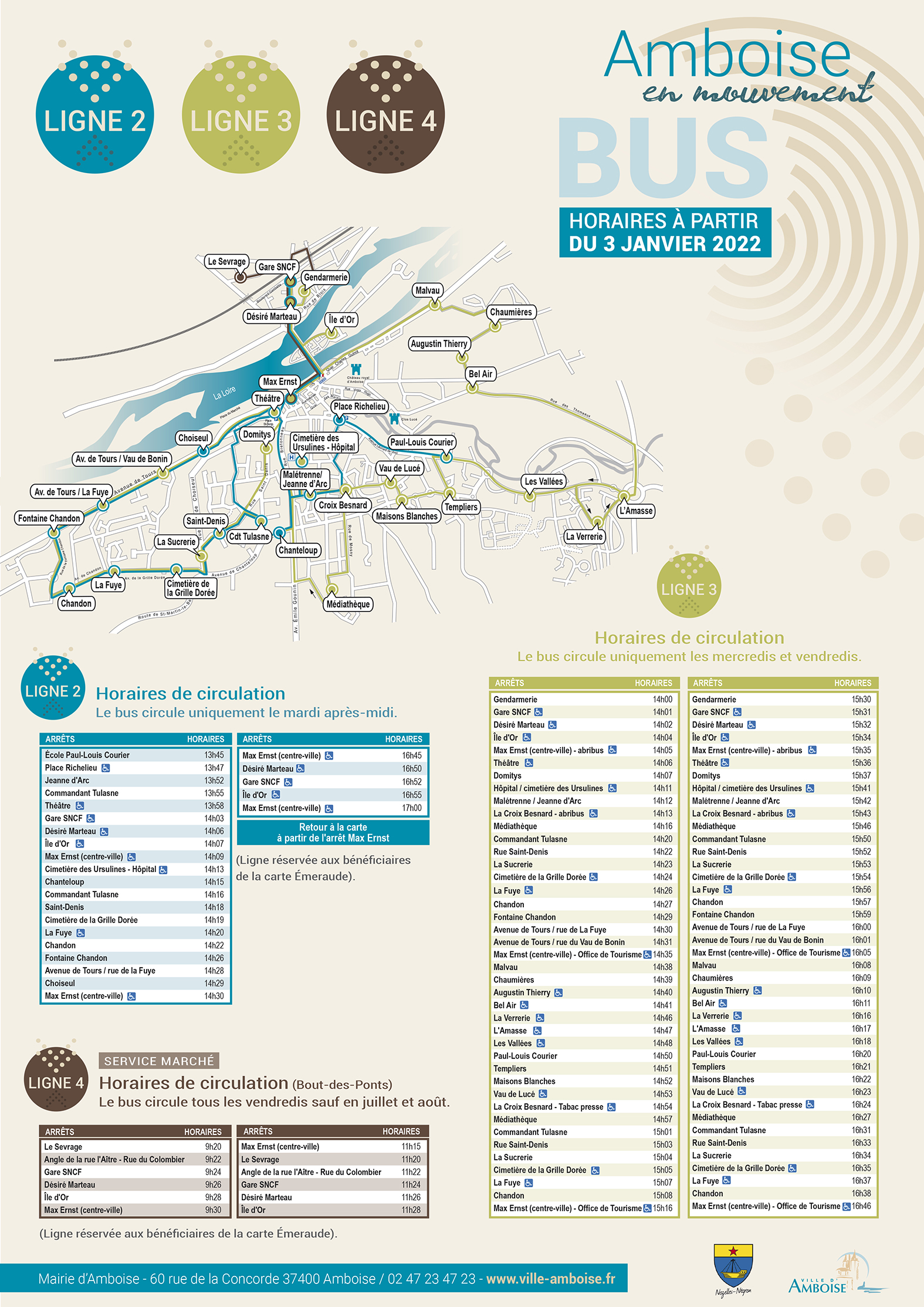 Horaires du Bus à partir du 3 janvier 2022